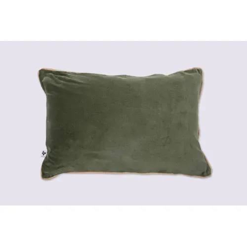 Coussin Déhoussable Finition Galon 40 X 60 Cm "césar" Velours De Coton - Vert - 40x60 Cm