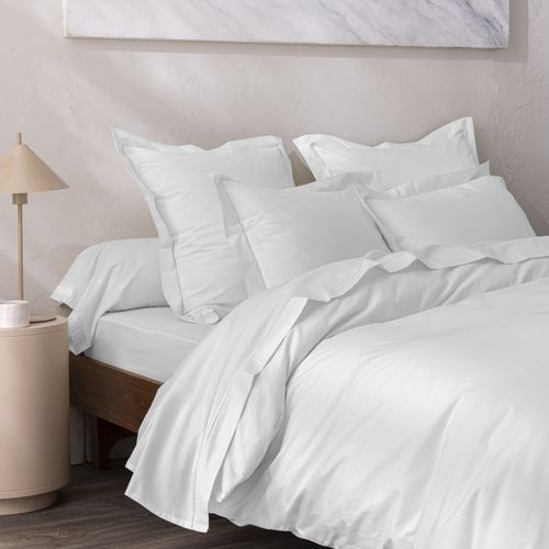 Parure De Draps 4 Pièces Percale De Coton Peigné "julian" Pour Lit 140 X 190 Cm