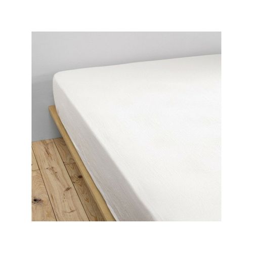 Drap Housse Double Gaze De Coton Blanc – 90 X 190 Cm – Bonnet 30 Cm