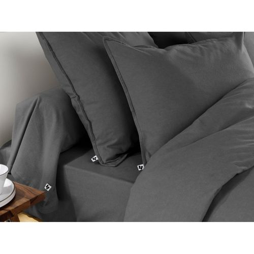 Taie D’oreiller 63 X 63 Cm – Flanelle Chaude – Collection Candice – Coloris Anthracite