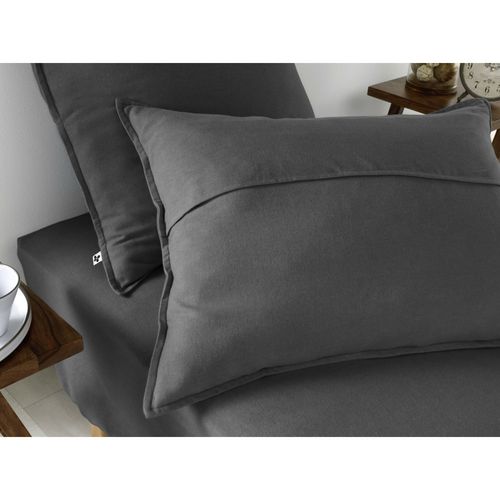 Taie D’oreiller 63 X 63 Cm – Flanelle Chaude – Collection Candice – Coloris Anthracite