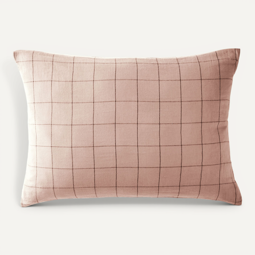 Taie D'oreiller Gaze De Coton Tissée  50 X 70 Cm Gaia Match Rose Clair