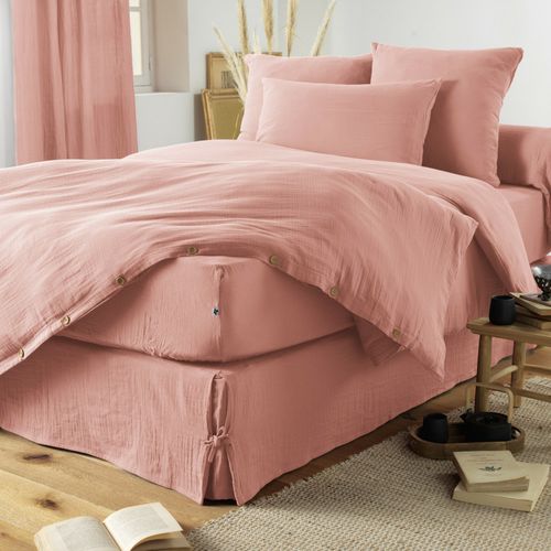 Taie D’oreiller 60 X 60 Cm – Double Gaze De Coton – Gaïa Rose Pêche