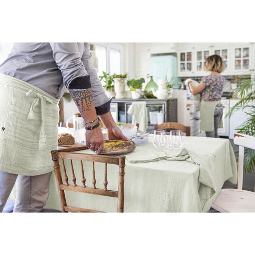 Nappe Rectangulaire 150 X 250 Cm – Double Gaze De Coton – Gaïa Vert D’eau