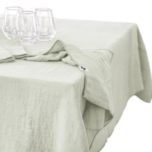 Nappe Rectangulaire 150 X 250 Cm – Double Gaze De Coton – Gaïa Vert D’eau