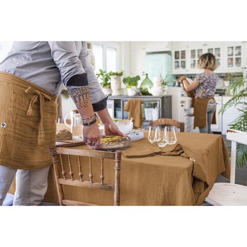 Nappe Rectangulaire 150 X 350 Cm – Double Gaze De Coton – Gaïa Camel