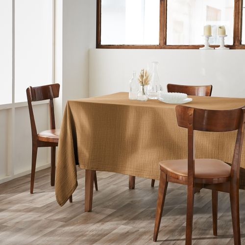 Nappe Rectangulaire 150 X 350 Cm – Double Gaze De Coton – Gaïa Camel