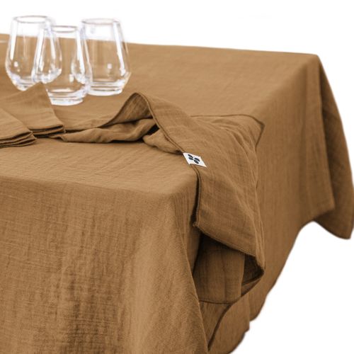 Nappe Rectangulaire 150 X 350 Cm – Double Gaze De Coton – Gaïa Camel