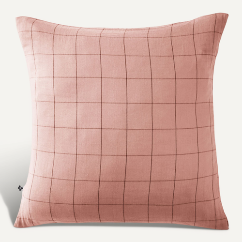 Taie D’oreiller 60 X 60 Cm – Gaze De Coton Tissée – Gaïa Match Rose Pêche
