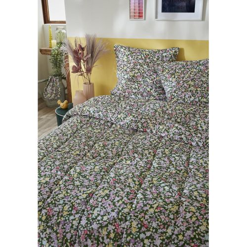 Couette Imprimée 240 X 220 Cm + 2 Taies D’oreiller 60 X 60 Cm – Coton Imprimé – Myosotis