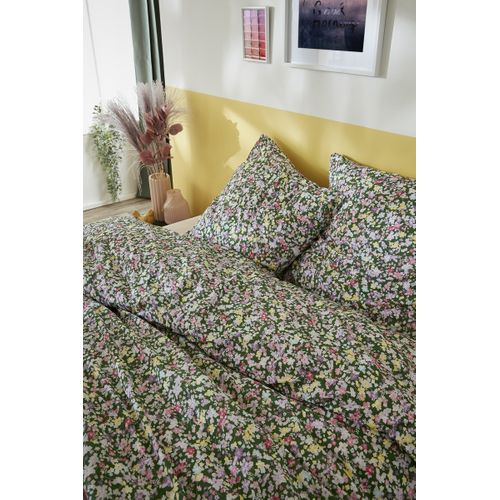 Couette Imprimée 240 X 220 Cm + 2 Taies D’oreiller 60 X 60 Cm – Coton Imprimé – Myosotis