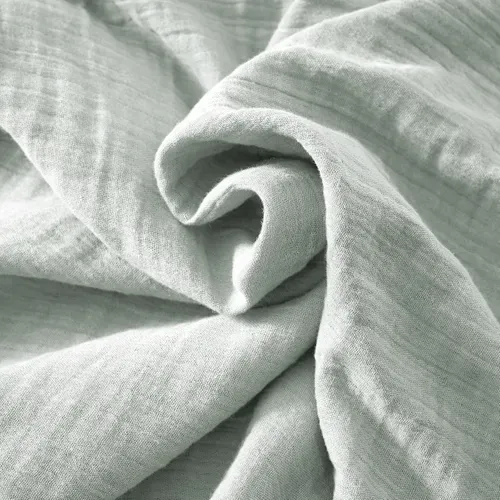 Plaid À Franges 130 X 160 Cm – Double Gaze De Coton – Gaïa Eucalyptus