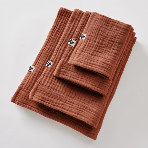 Serviette De Toilette 50 X 90 Cm - Quadruple Gaze De Coton 220 G/m² - Gaia Terracotta