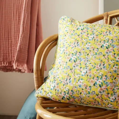 Coussin Déhoussable Avec Passepoil 45 X 45 Cm – Gaze De Coton Imprimée Manon