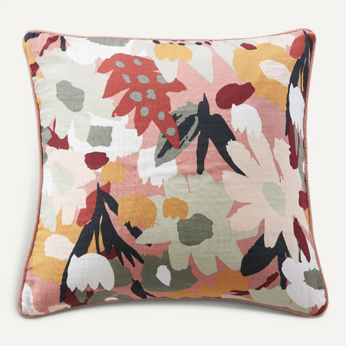 Coussin Déhoussable 45 X 45 Cm – Gaze De Coton Imprimée Léane