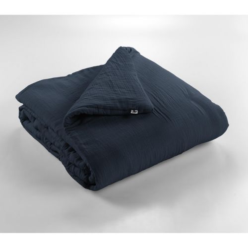 édredon 180 X 240 Cm - Double Gaze De Coton 125 Gr/m² - Uni Gaïa Bleu Marine