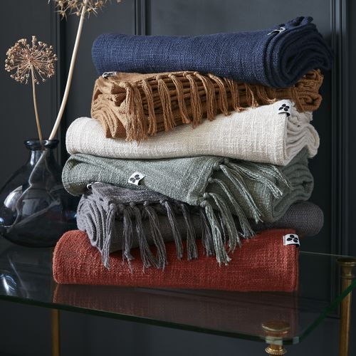 Plaid 180 X 220 Cm – Coton Texturé Sixtine – Coloris Terracotta – 210 G/m²