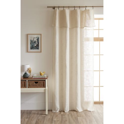 Rideau Ajustable + 8 Anneaux Pince 140 X 270 Cm Polyester Effet Lin Nia Sable