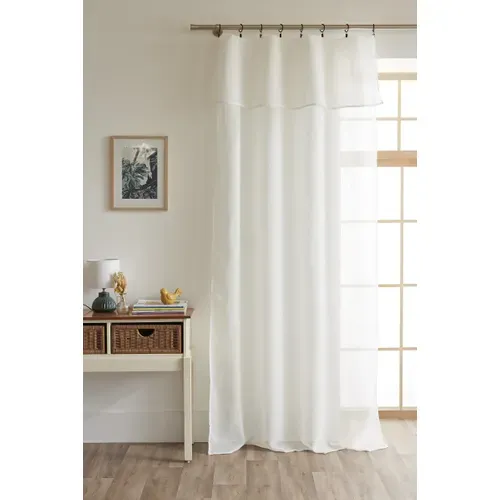 Rideau Ajustable + 8 Anneaux Pince 140 X 270 Cm Polyester Effet Bouclette Elda Ivoire