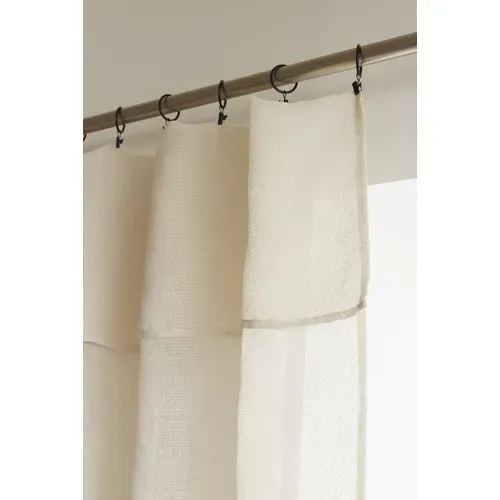 Rideau Ajustable + 8 Anneaux Pince 140 X 270 Cm Polyester Effet Bouclette Elda Ivoire