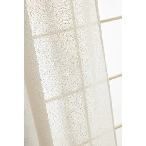 Rideau Ajustable + 8 Anneaux Pince 140 X 270 Cm Polyester Effet Bouclette Elda Ivoire