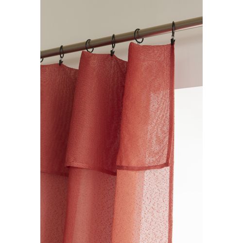 Rideau Ajustable + 8 Anneaux Pince 140 X 270 Cm Polyester Effet Bouclette Elda Terracotta