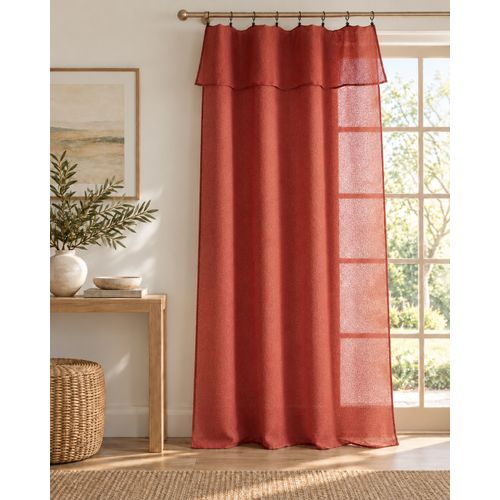 Rideau Ajustable + 8 Anneaux Pince 140 X 270 Cm Polyester Effet Bouclette Elda Terracotta
