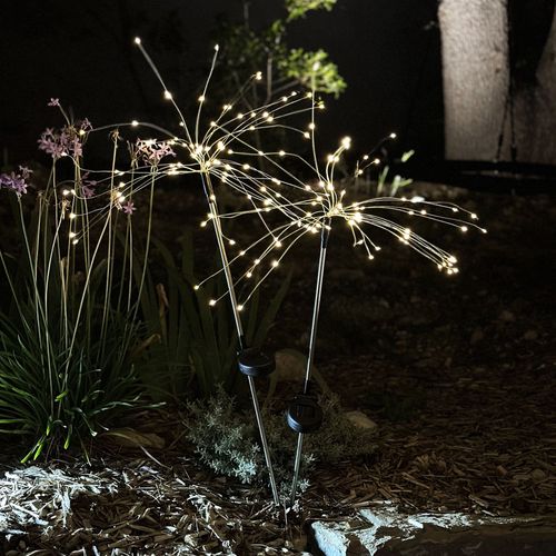 2 Balises Solaires à Planter Fireworks Spike H97cm