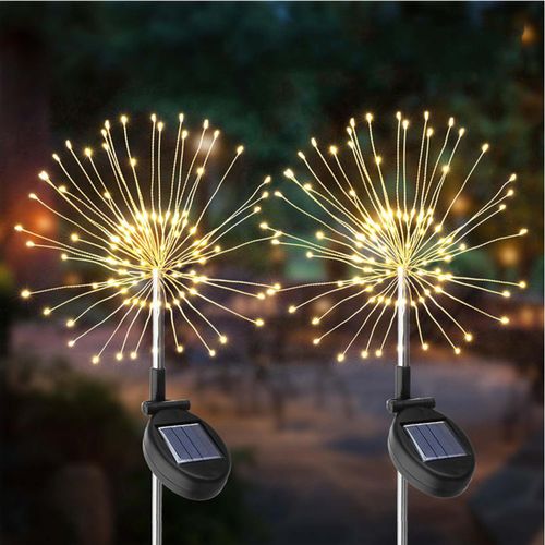 2 Balises Solaires à Planter Fireworks Spike H97cm