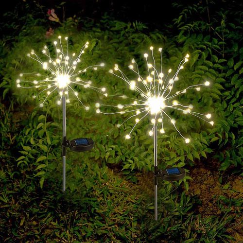 2 Balises Solaires à Planter Fireworks Spike H97cm