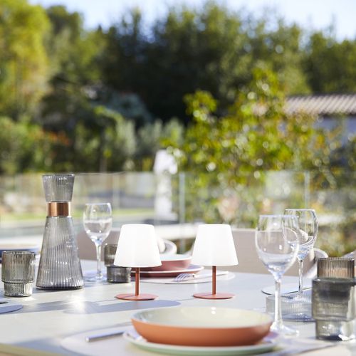 2 Lampes De Table Twins Terracotta H16cm