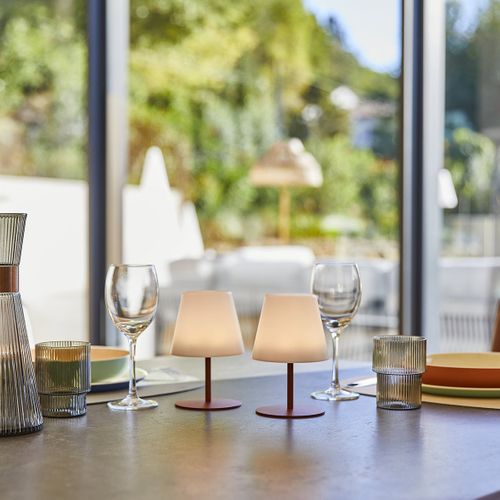 2 Lampes De Table Twins Terracotta H16cm