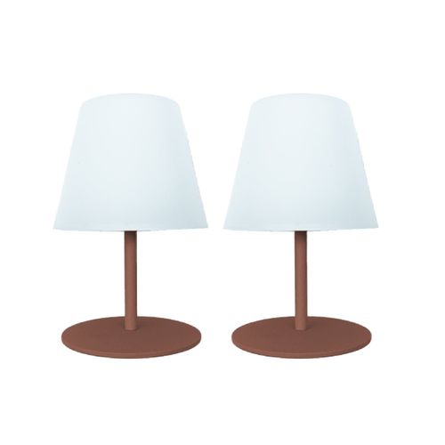 2 Lampes De Table Twins Terracotta H16cm