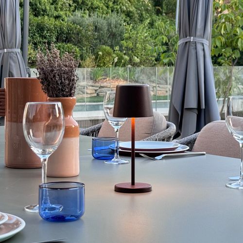 6 Lampes De Table Mini Kelly Rouille H22cm + Base De Chargement