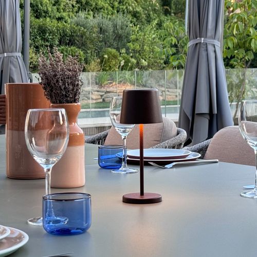 6 Lampes De Table Mini Kelly Rouille H22cm + Base De Chargement