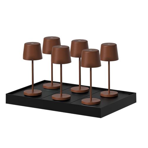 6 Lampes De Table Mini Kelly Rouille H22cm + Base De Chargement