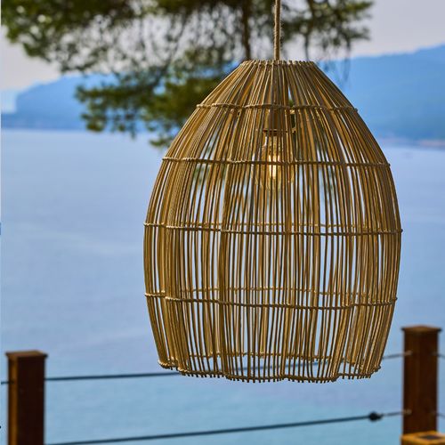 Suspension Extérieure Rotin Beige D50cm Câble 5m