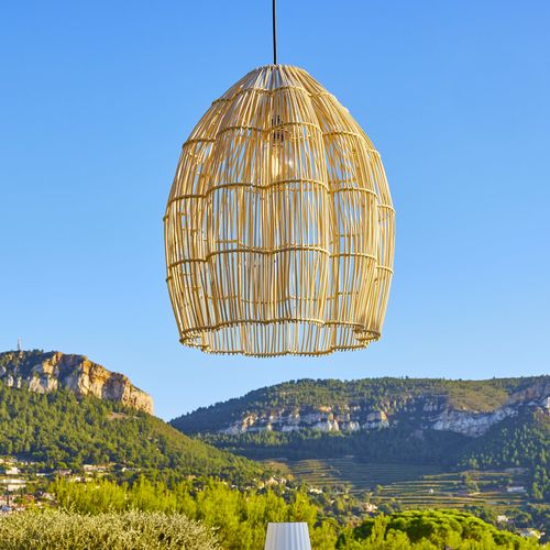 Suspension Extérieure Rotin Beige D50cm Câble 5m
