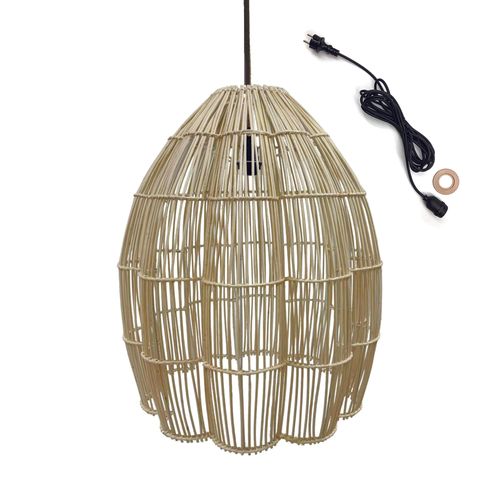 Suspension Extérieure Rotin Beige D50cm Câble 5m