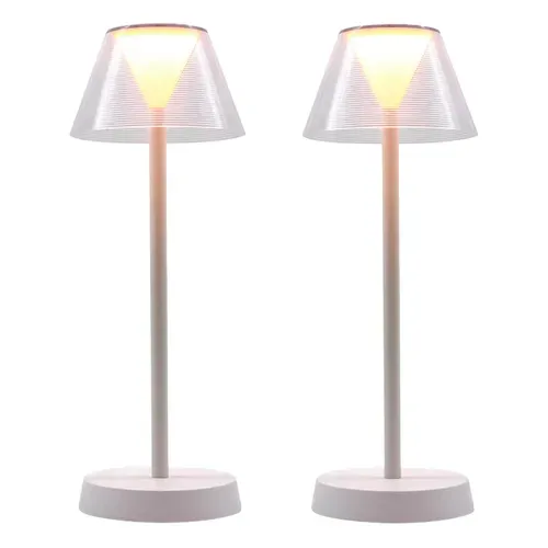 2 Lampes De Table Sans Fil Beverly Blanc H34cm