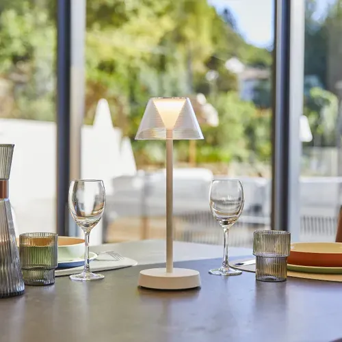 2 Lampes De Table Sans Fil Beverly Blanc H34cm