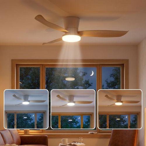 Ventilateur Plafond LED Boreal D107cm Effet Bois