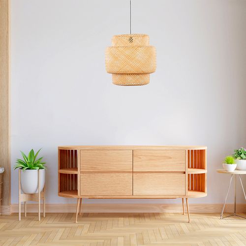 Lampe de Table Abat-Jour en Rotin Lampe de Lecture Lumière Chaude E14