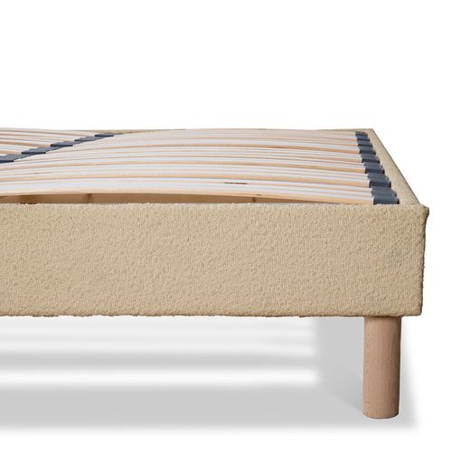 Sommier à Lattes Bianca 140x190 Cm - Laine Bouclée Beige