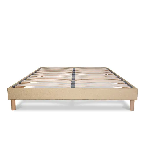 Sommier à Lattes Bianca 140x190 Cm - Laine Bouclée Beige