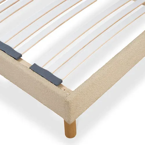 Sommier à Lattes Bianca 140x190 Cm - Laine Bouclée Beige