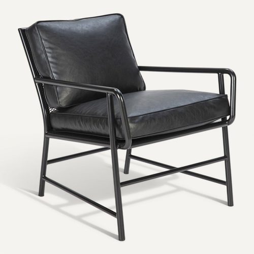 Fauteuil 63x95x79 Métal Gris Foncé/cuir Synthétique Noir