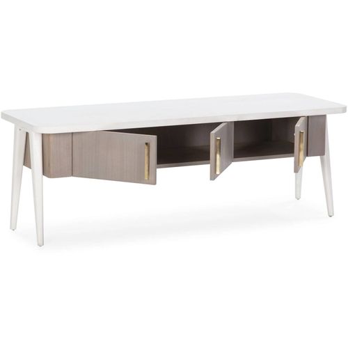 Meuble TV Bois Blanc 150x50x51cm