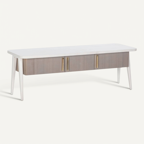 Meuble TV Bois Blanc 150x50x51cm