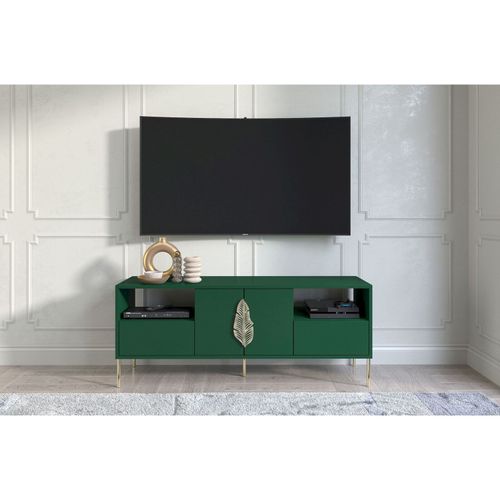 Meuble TV Bois Vert Et Doré 136x40x60cm